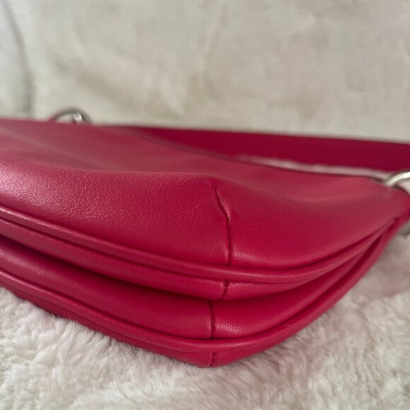 COACH Legacy Leather Double Gusset Hobo Crossbody #26601 Pink Scarlet - Picture 9 of 13